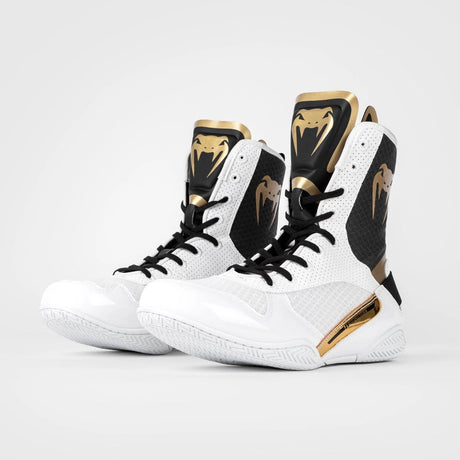 White/Black/Gold Venum Elite Boxing Shoes    at Bytomic Trade and Wholesale