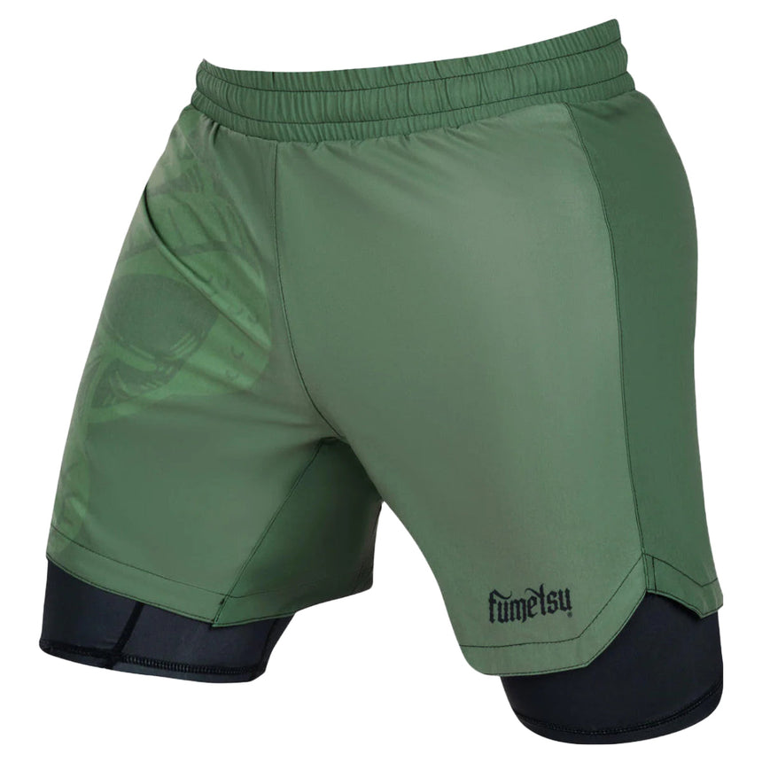 Khaki Fumetsu Snake Eyes Dual Layer Fight Shorts    at Bytomic Trade and Wholesale