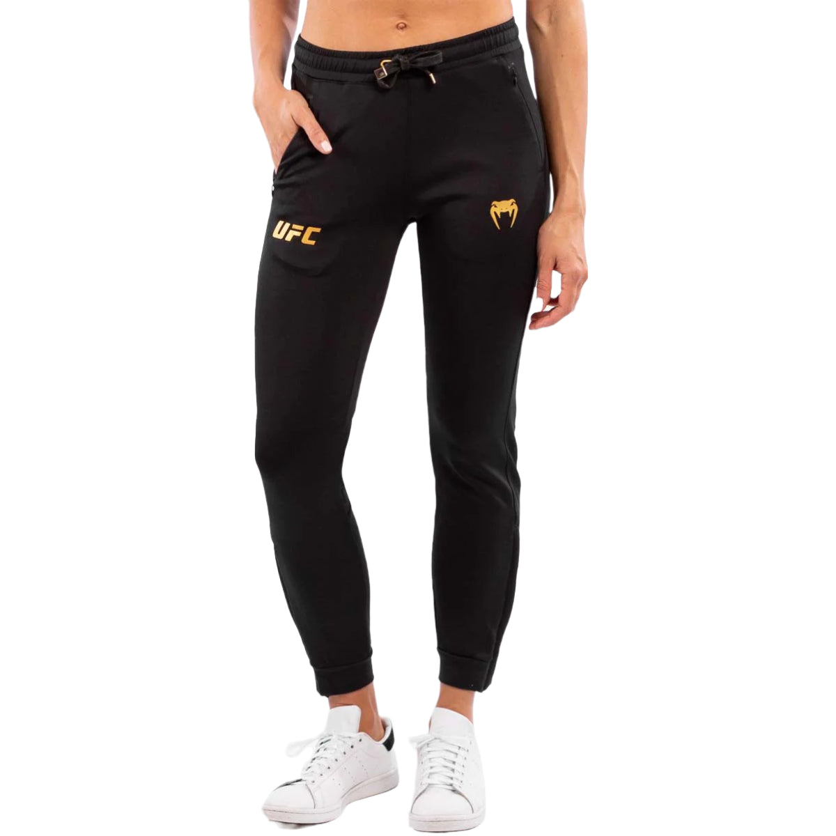 Black/Gold Venum UFC Authentic Fight Night Women's Walkout Joggers    at Bytomic Trade and Wholesale