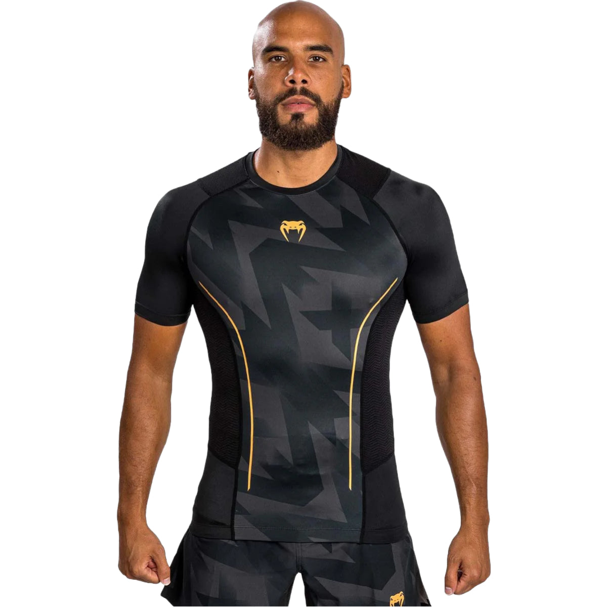 Black/Gold Venum Razor Short Sleeve Rash Guard    at Bytomic Trade and Wholesale