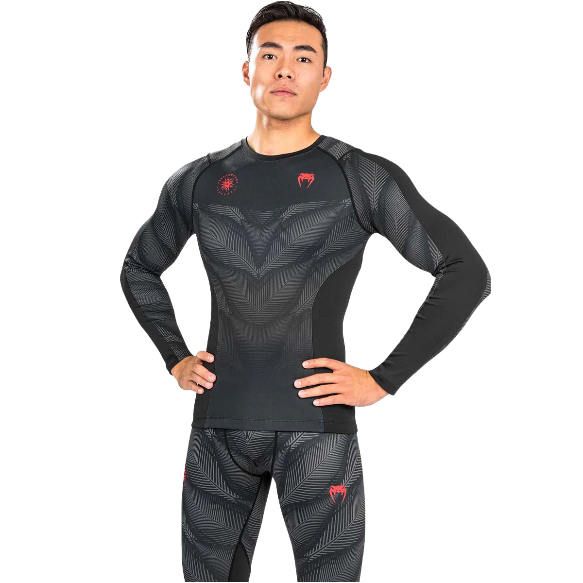 Black/Red Venum Phantom Long Sleeve Rash Guard    at Bytomic Trade and Wholesale