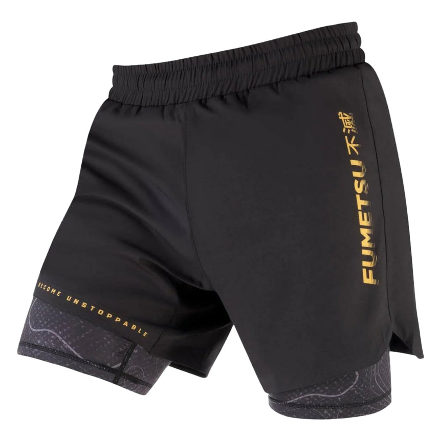 Black Fumetsu Arc Dual Layer Fight Shorts    at Bytomic Trade and Wholesale