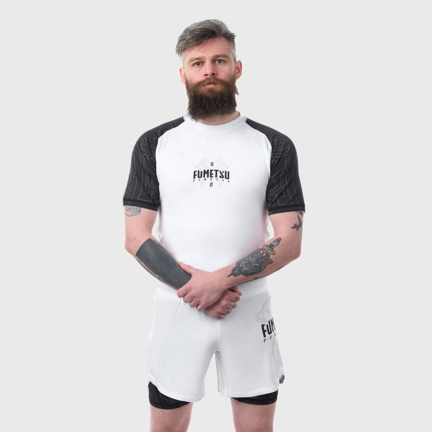 White/Black Fumetsu Berserker Short Sleeve Rash Guard    at Bytomic Trade and Wholesale