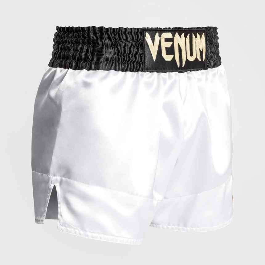 Venum Classic Muay Thai Shorts White/Black/Gold    at Bytomic Trade and Wholesale