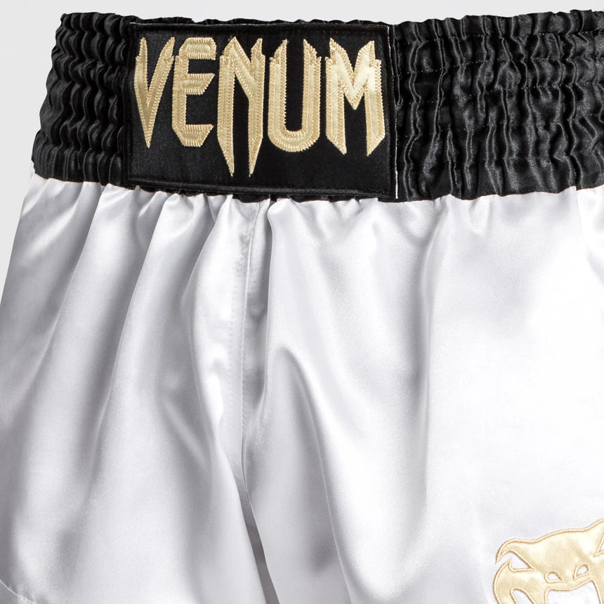 Venum Classic Muay Thai Shorts White/Black/Gold    at Bytomic Trade and Wholesale