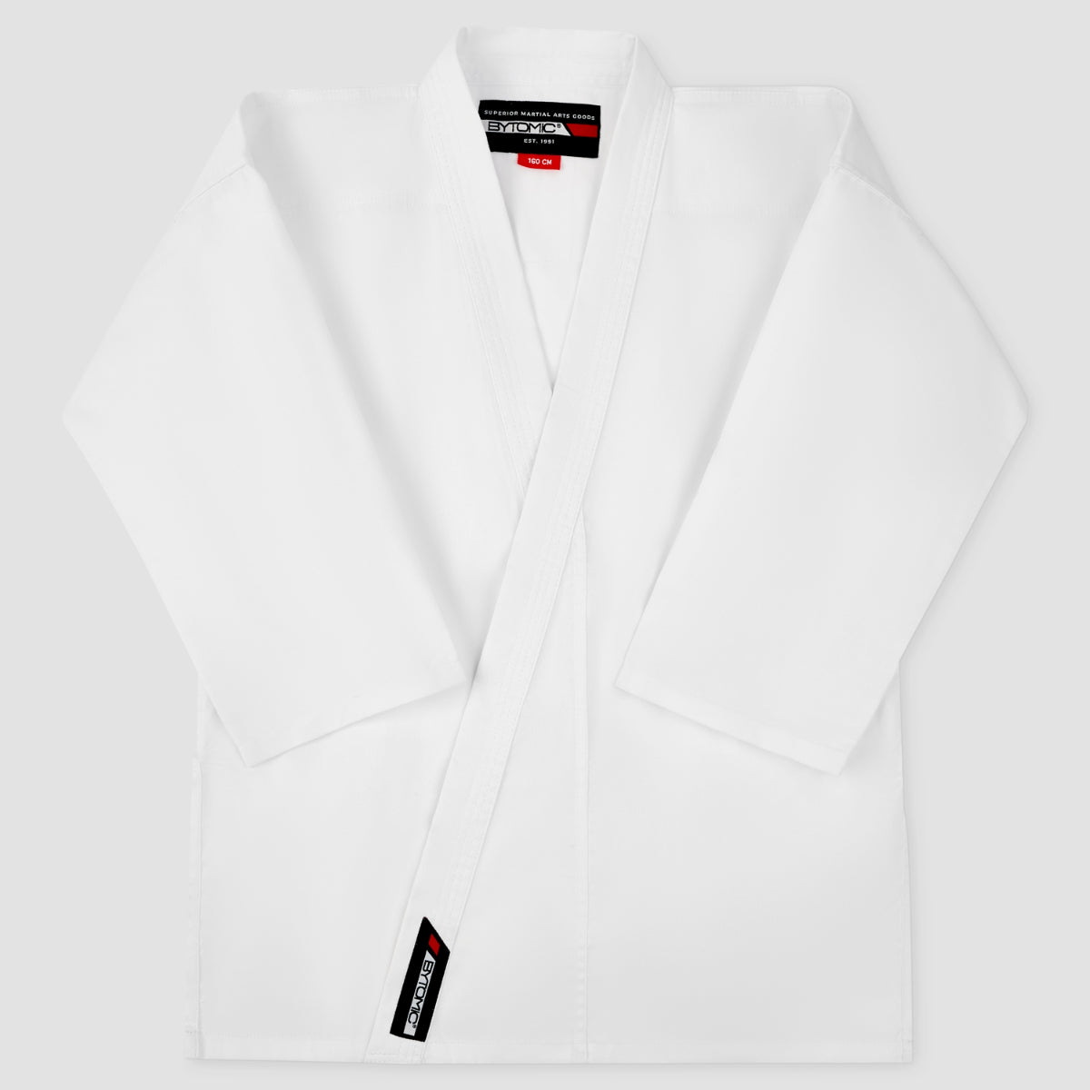 White Bytomic Red Label 7oz Lightweight Kids Karate Uniform    at Bytomic Trade and Wholesale