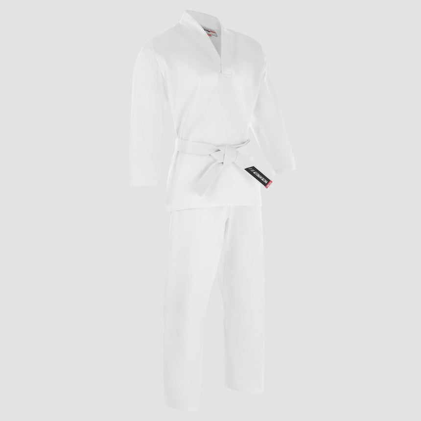 White Bytomic Red Label V-Neck Adult Martial Arts Uniform    at Bytomic Trade and Wholesale