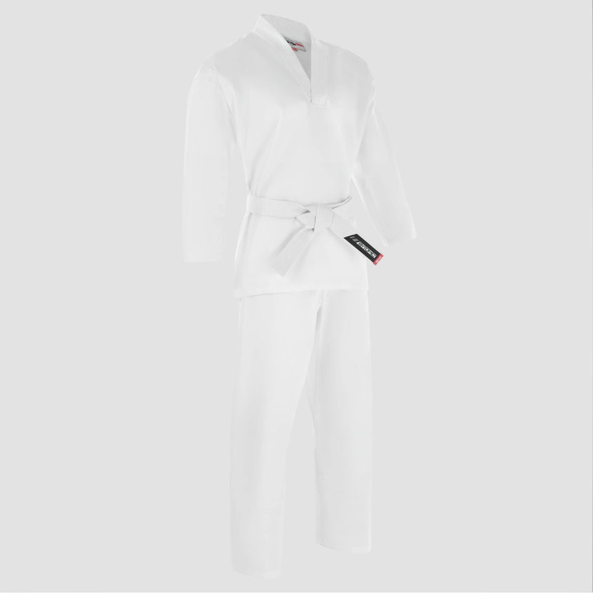 White Bytomic Red Label V-Neck Kids Martial Arts Uniform    at Bytomic Trade and Wholesale