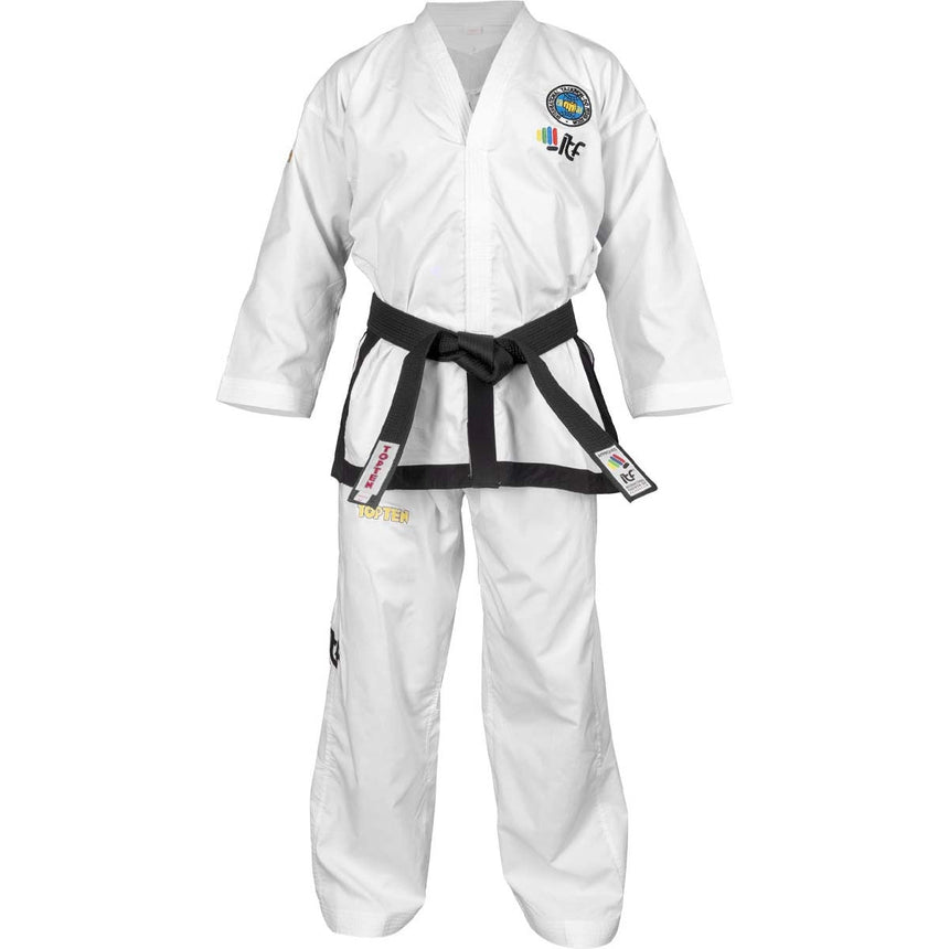 White Top Ten ITF Master Gold Edition Dobok    at Bytomic Trade and Wholesale