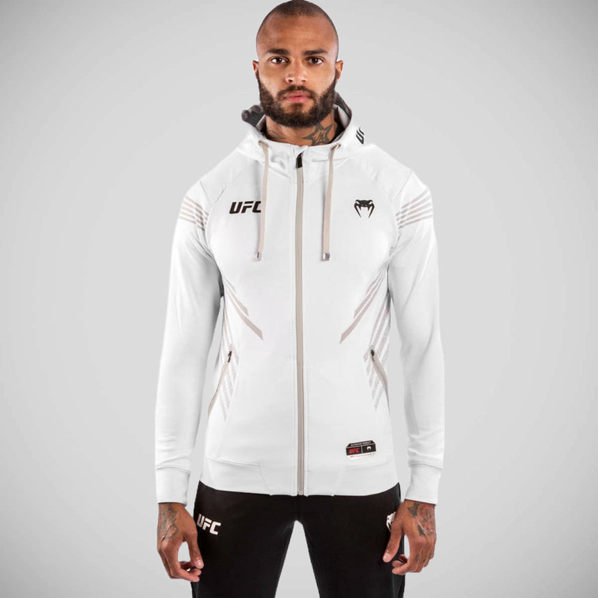 White Venum UFC Authentic Fight Night Walkout Zipped Hoodie    at Bytomic Trade and Wholesale