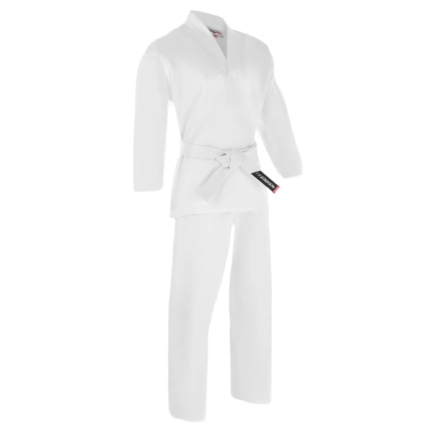 White Bytomic Red Label V-Neck Kids Martial Arts Uniform    at Bytomic Trade and Wholesale