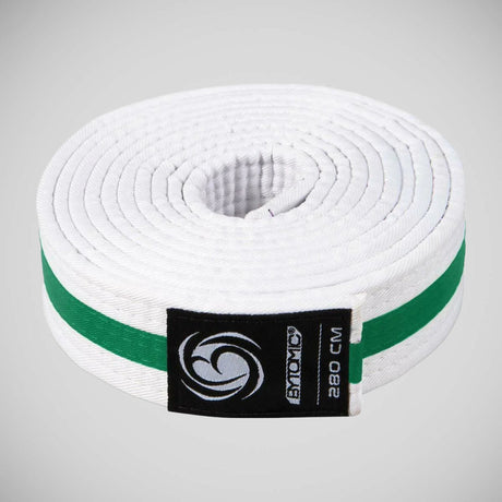 White/Green Bytomic Striped Polycotton Martial Arts Belt Pack of 10    at Bytomic Trade and Wholesale