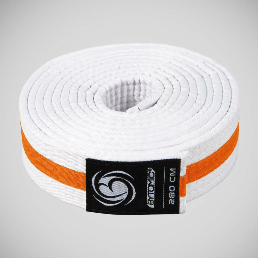 White/Orange Bytomic Striped Polycotton Martial Arts Belt Pack of 10    at Bytomic Trade and Wholesale