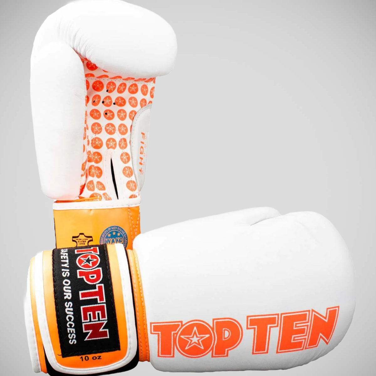 White/Orange Top Ten Fight Boxing Gloves    at Bytomic Trade and Wholesale