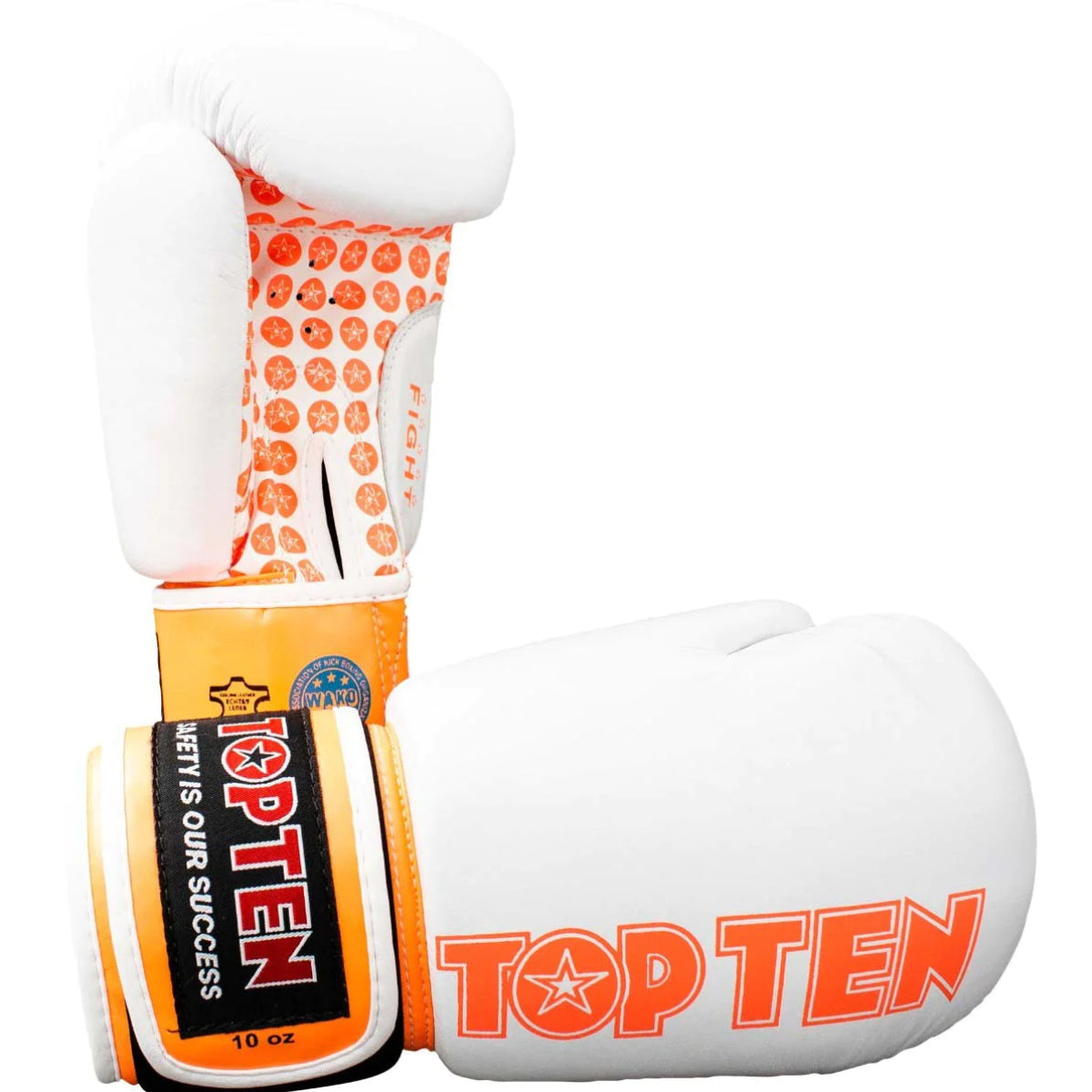 White/Orange Top Ten Fight Boxing Gloves    at Bytomic Trade and Wholesale