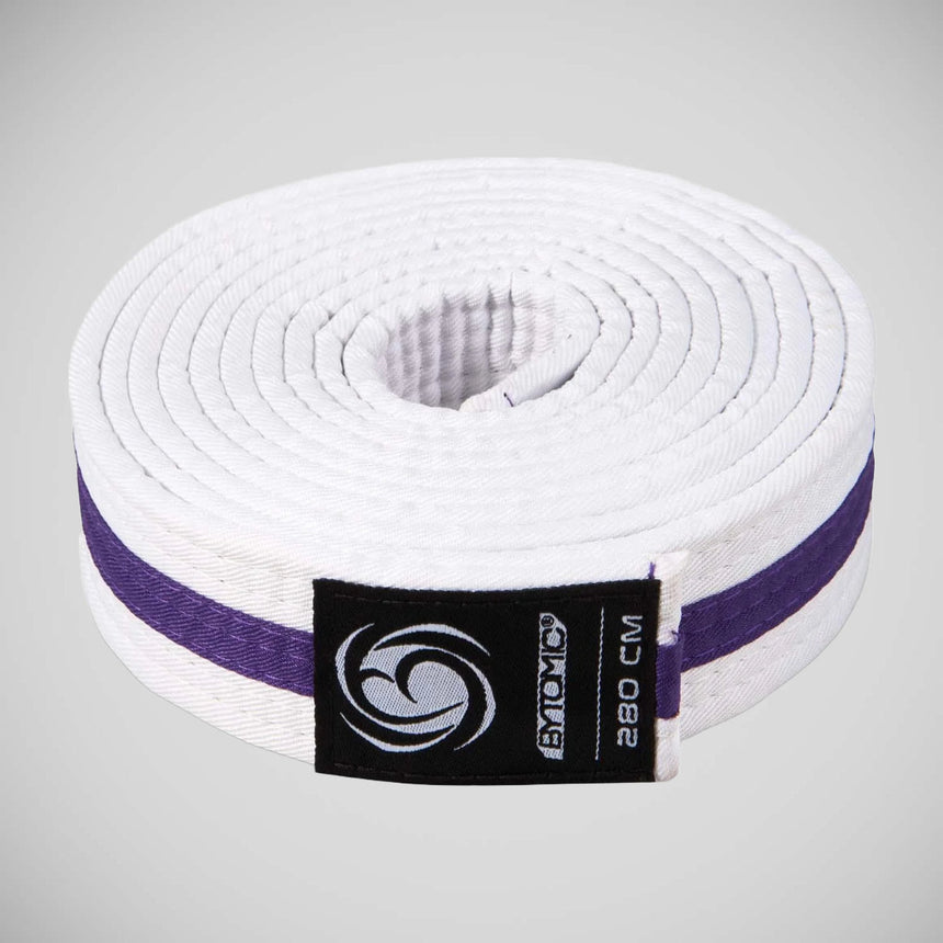 White/Purple Bytomic Striped Polycotton Martial Arts Belt Pack of 10    at Bytomic Trade and Wholesale