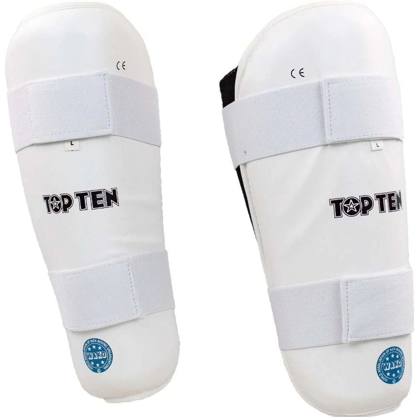 White Top Ten WAKO Shin Guards    at Bytomic Trade and Wholesale