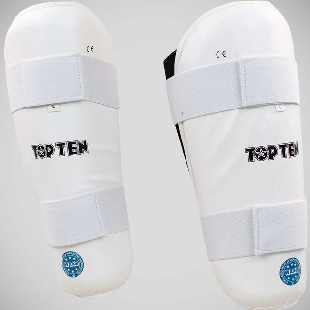 White Top Ten WAKO Shin Guards    at Bytomic Trade and Wholesale