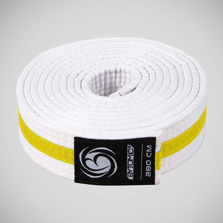 White/Yellow Bytomic Striped Polycotton Martial Arts Belt Pack of 10    at Bytomic Trade and Wholesale