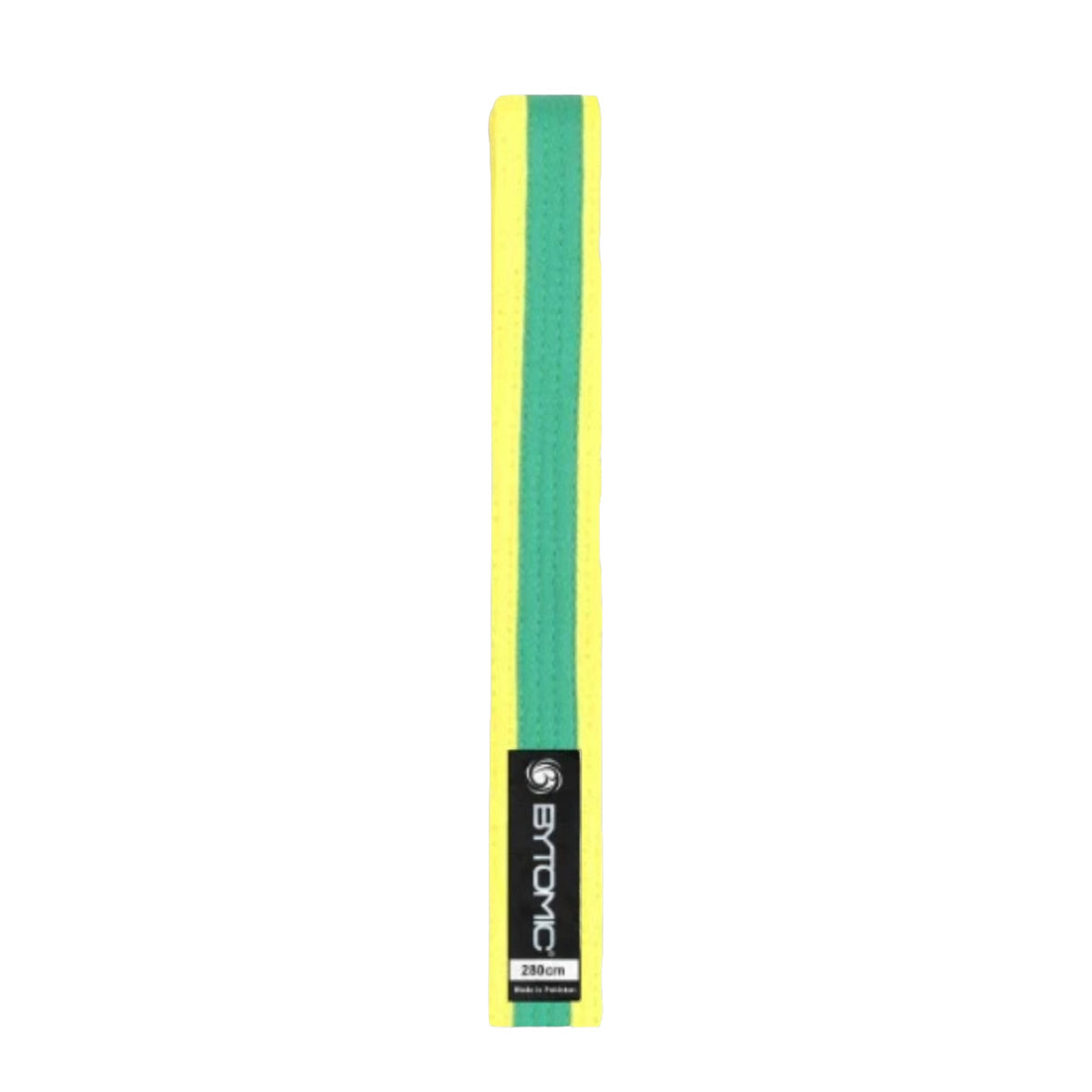 Yellow/Green Bytomic 100% Cotton Coloured Stripe Martial Arts Belt at Bytomic Trade and Wholesale