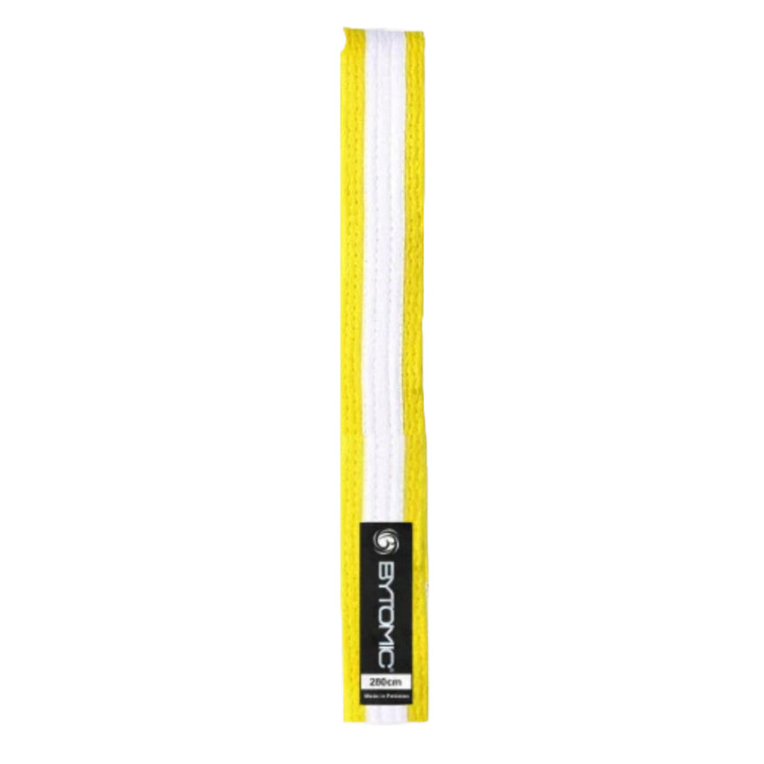 Yellow/White Stripe Bytomic Martial Arts Belt    at Bytomic Trade and Wholesale