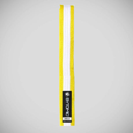 Yellow/White Stripe Bytomic Martial Arts Belt    at Bytomic Trade and Wholesale