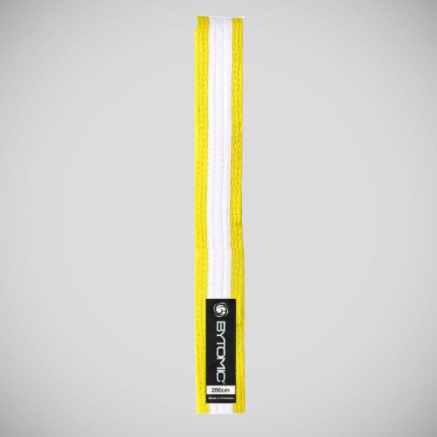 Yellow/White Stripe Bytomic Martial Arts Belt    at Bytomic Trade and Wholesale