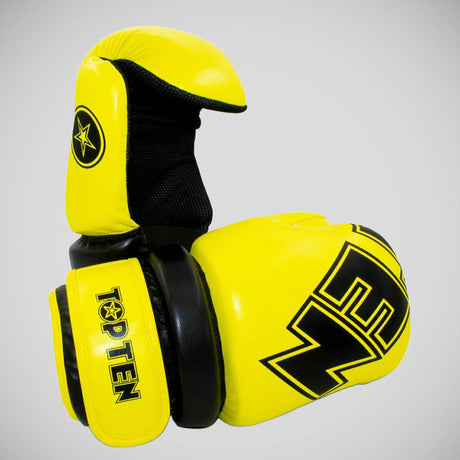 Yellow/Black Top Ten Glossy Block Pointfighter Gloves    at Bytomic Trade and Wholesale