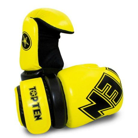 Yellow/Black Top Ten Glossy Block Pointfighter Gloves    at Bytomic Trade and Wholesale