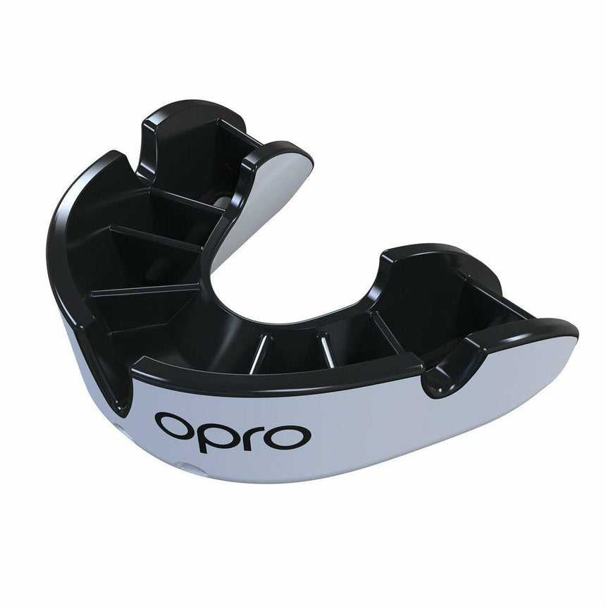 Black-White Opro Junior Silver Twin Pack Gen 4 Mouth Guard    at Bytomic Trade and Wholesale