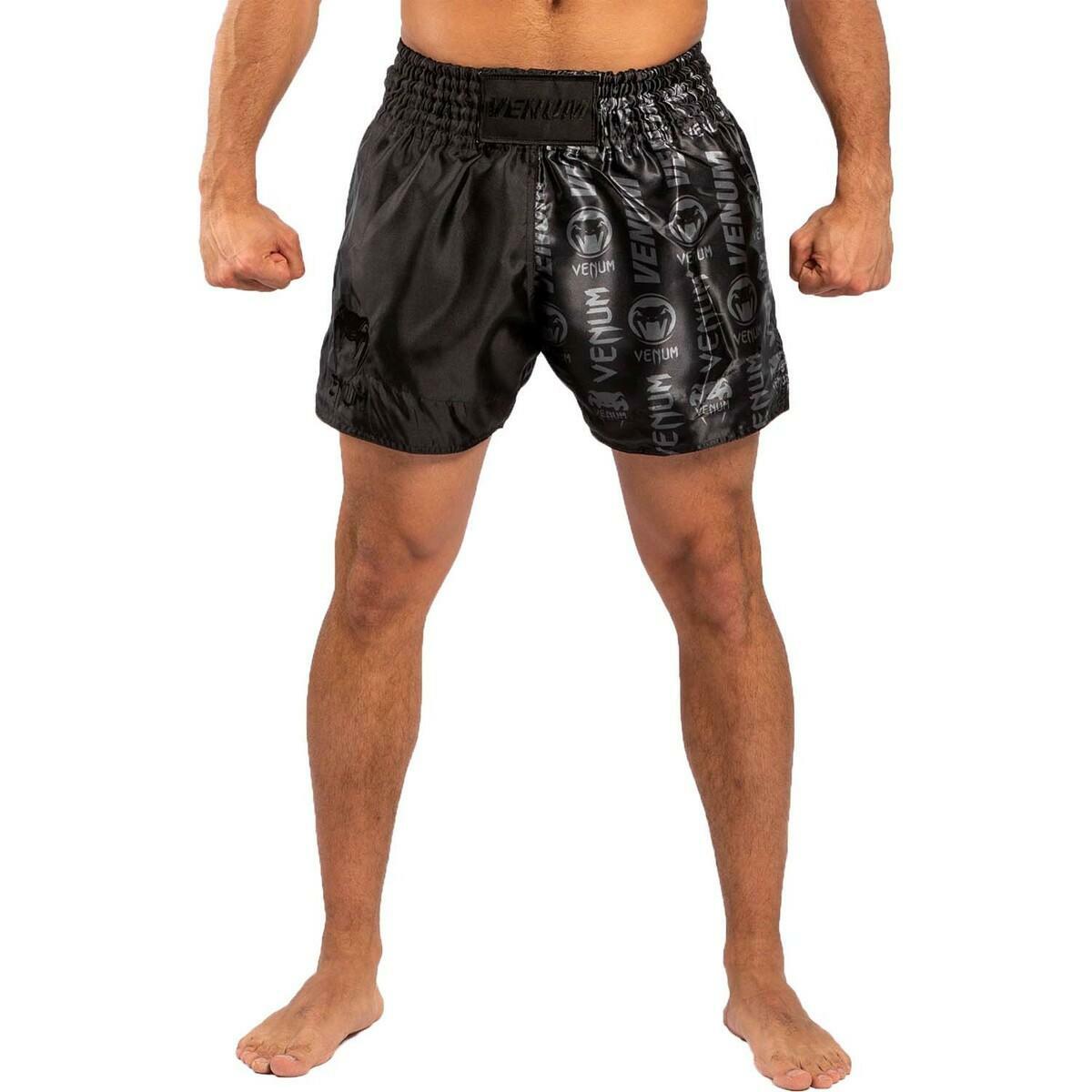 Black/Black Venum Logos Muay Thai Shorts    at Bytomic Trade and Wholesale