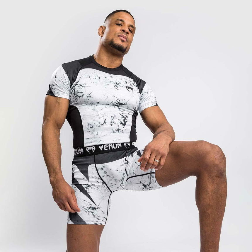 White/Black Venum G-Fit Marble Short Sleeve Rash Guard    at Bytomic Trade and Wholesale