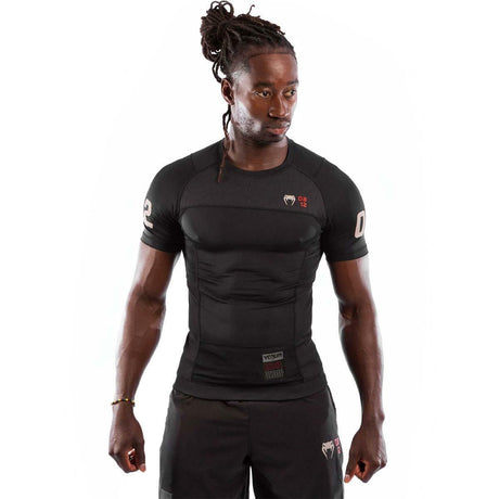 Black Venum Loma 08-12 Short Sleeve Rash Guard    at Bytomic Trade and Wholesale