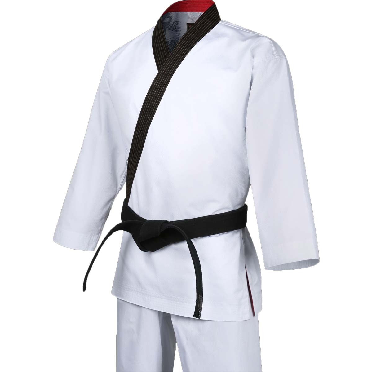 White with Black Neck Mooto Grand Master Geum Gang Uniform    at Bytomic Trade and Wholesale