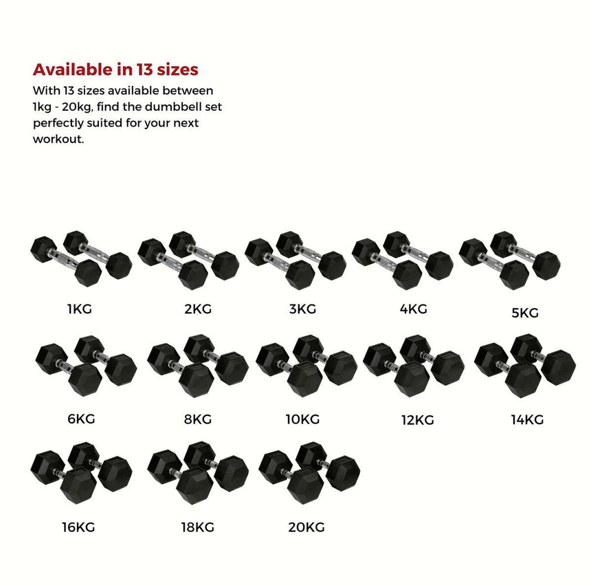 Bytomic Rubber 14kg Hexagon Dumbbell Set    at Bytomic Trade and Wholesale