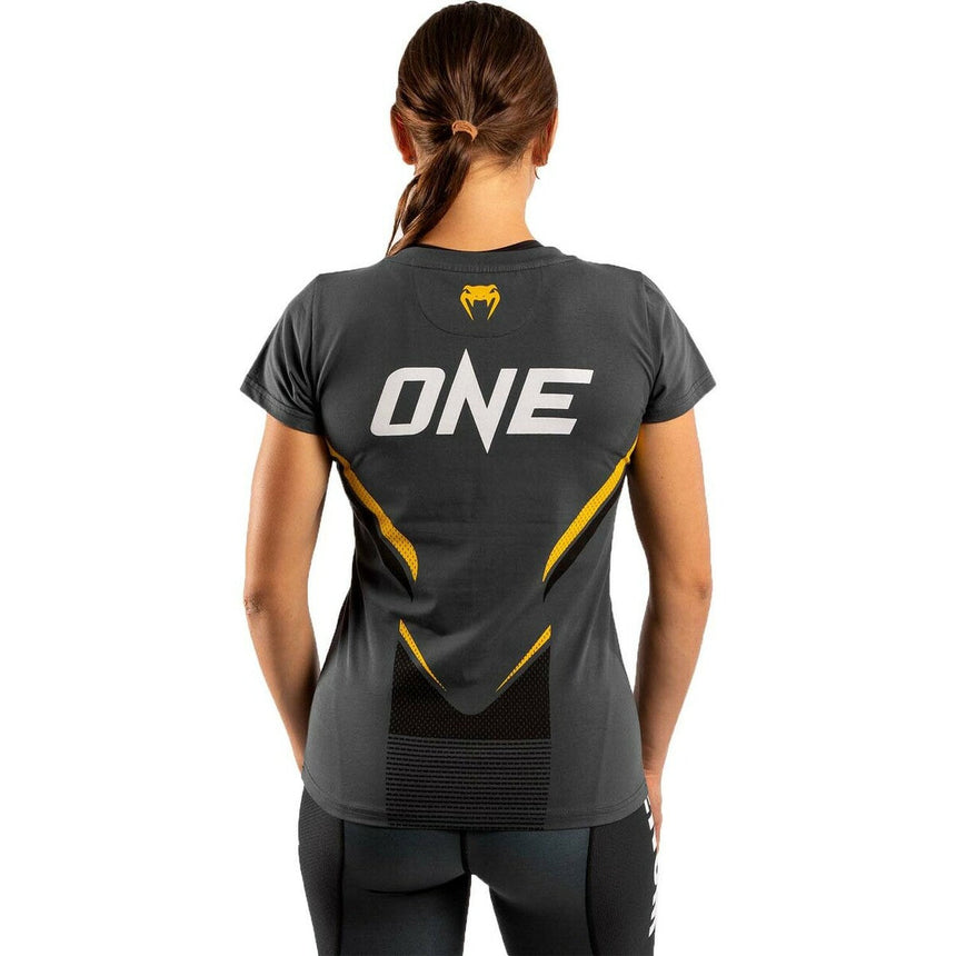 Grey/Yellow Venum Womens One FC Impact T-Shirt    at Bytomic Trade and Wholesale