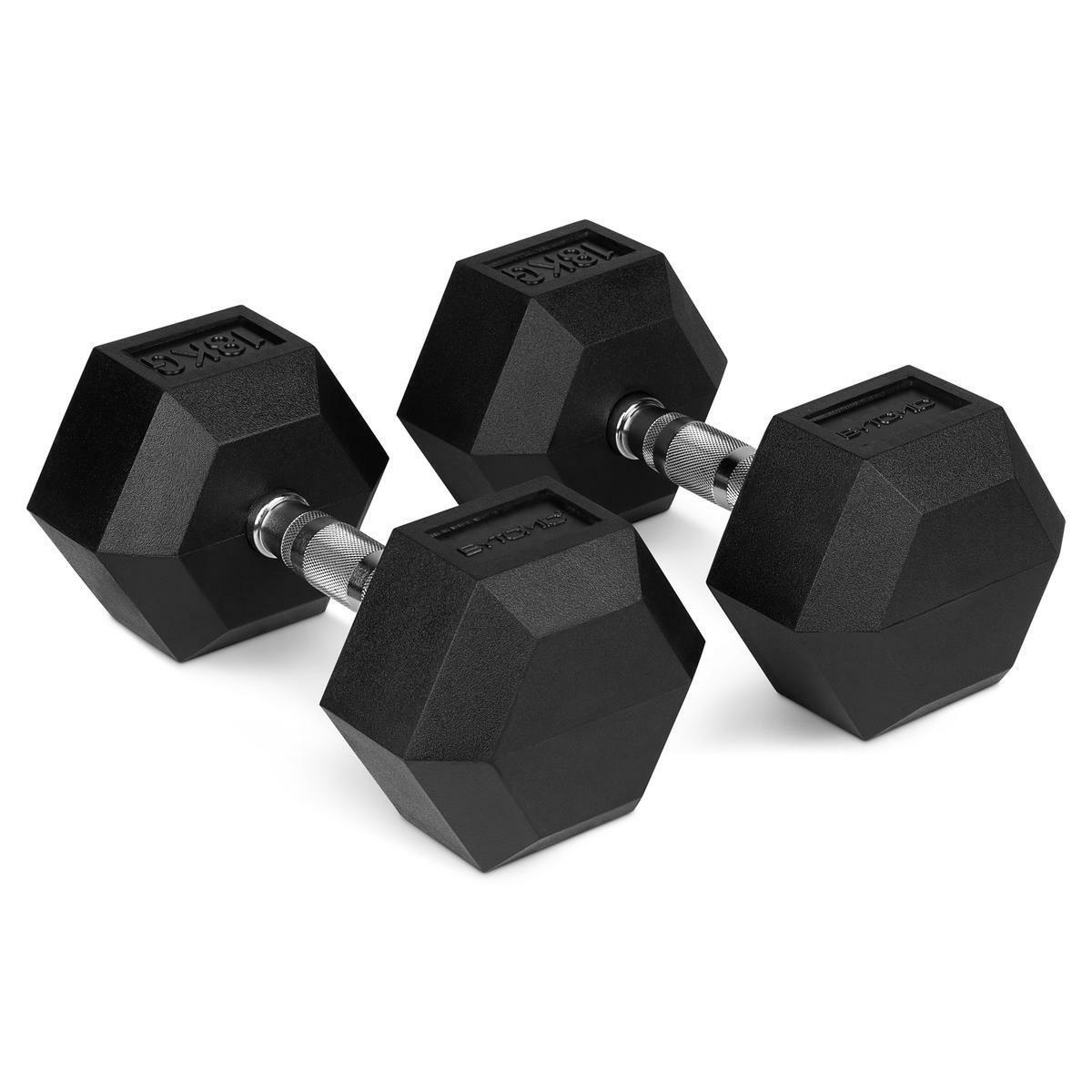 Black Bytomic Rubber 18kg Hexagon Dumbbell Set    at Bytomic Trade and Wholesale