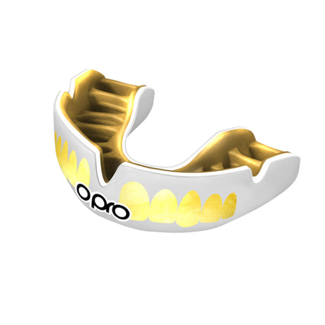 White-Gold Opro Power Fit Bling Teeth Mouth Guard    at Bytomic Trade and Wholesale