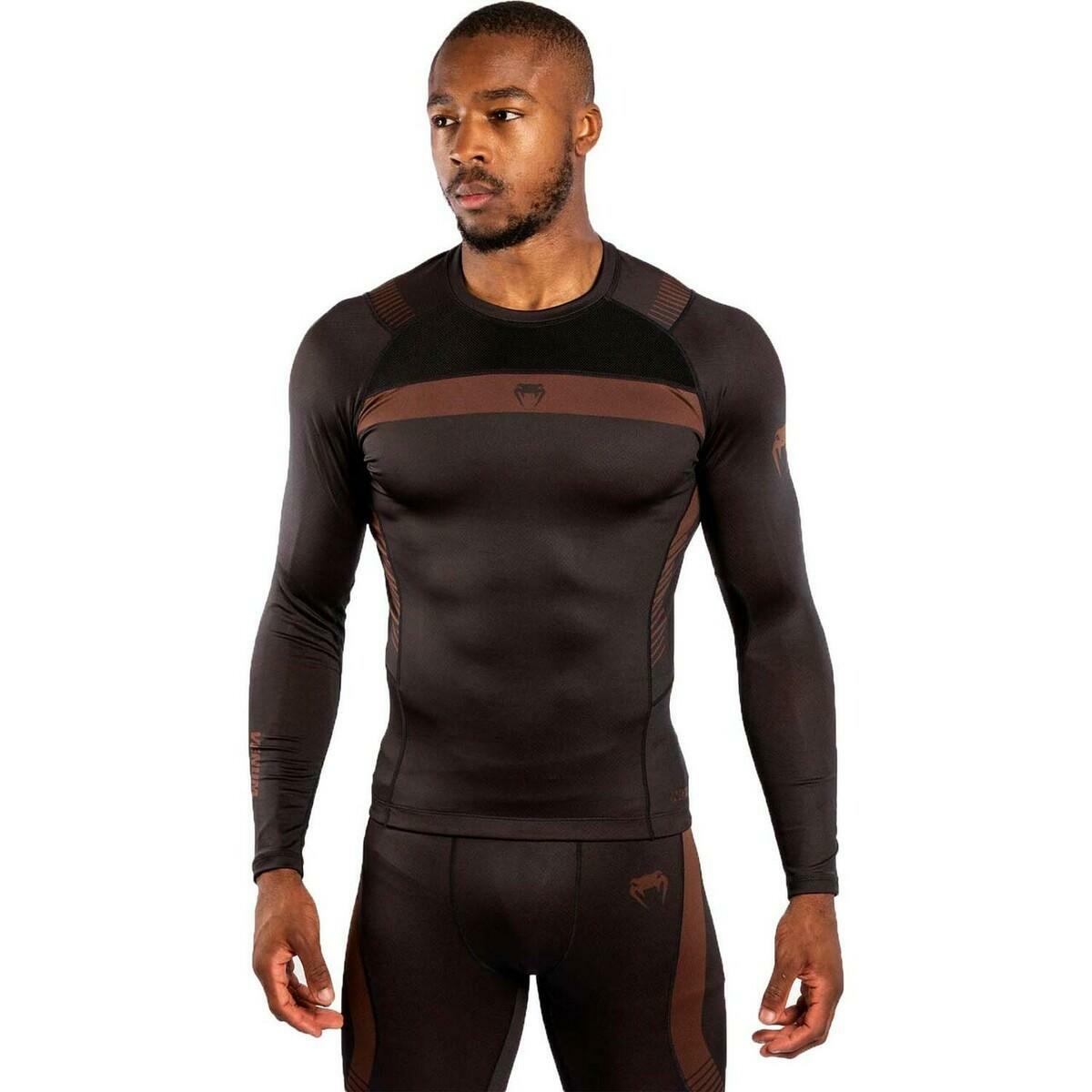 Venum No Gi 3.0 Long Sleeve Rash Guard Black/Brown Small  at Bytomic Trade and Wholesale