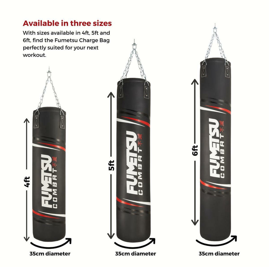 Black/White/Red Fumetsu Charge 6ft Punch Bag    at Bytomic Trade and Wholesale