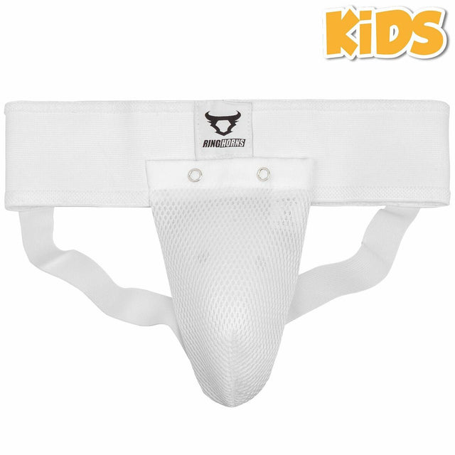 White Ringhorns Charger Kids Groin Guard    at Bytomic Trade and Wholesale