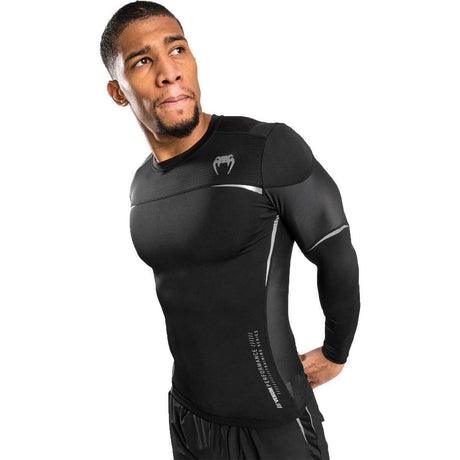 Black/Grey Venum Tempest 2.0 Long Sleeve Rash Guard    at Bytomic Trade and Wholesale
