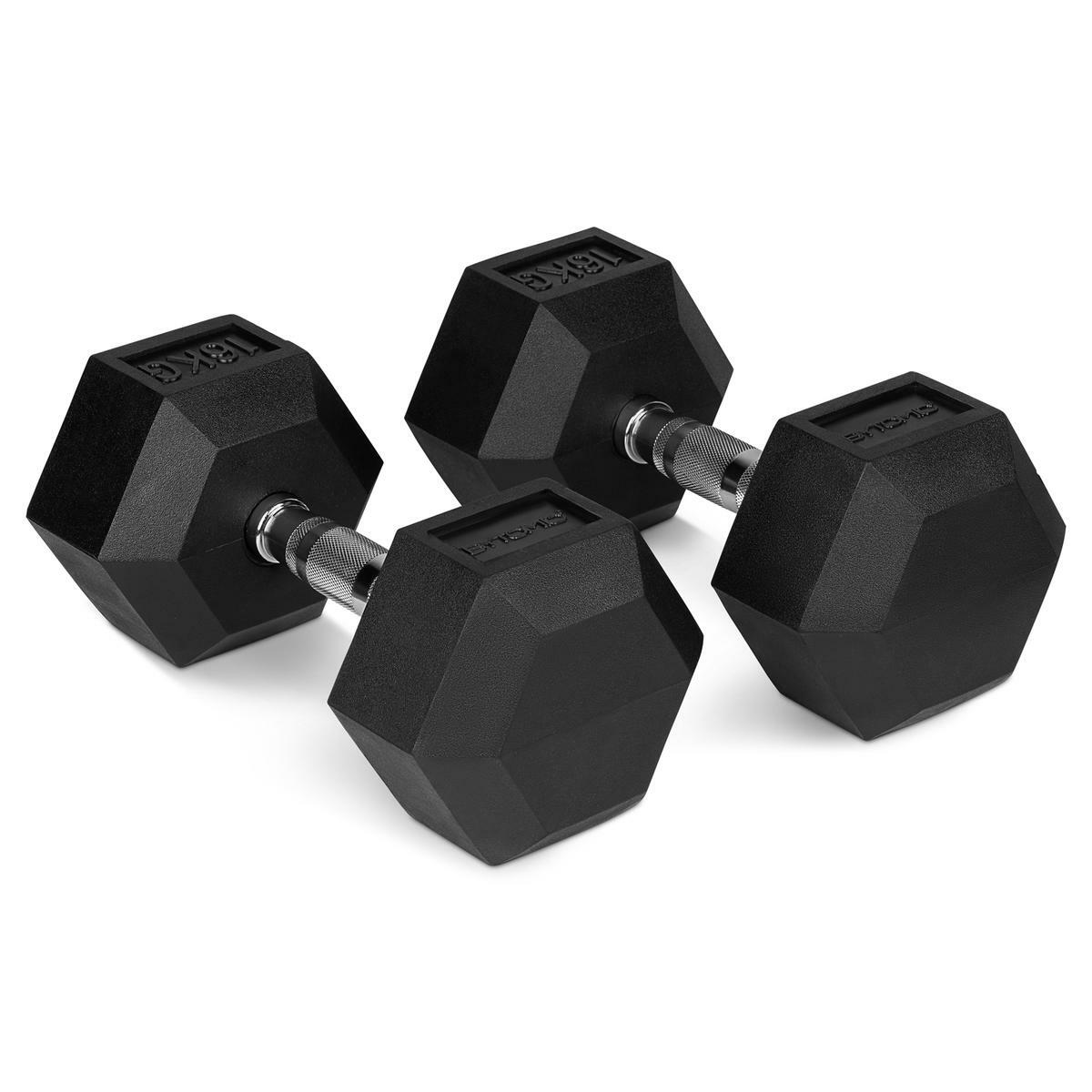 Black Bytomic Rubber 16kg Hexagon Dumbbell Set    at Bytomic Trade and Wholesale