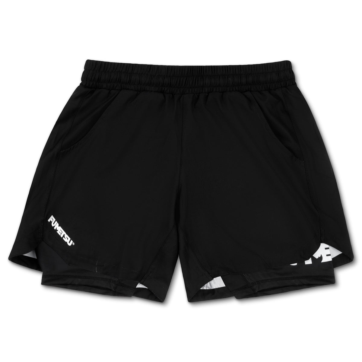 Black-Black Fumetsu Dual Layer Training Shorts    at Bytomic Trade and Wholesale