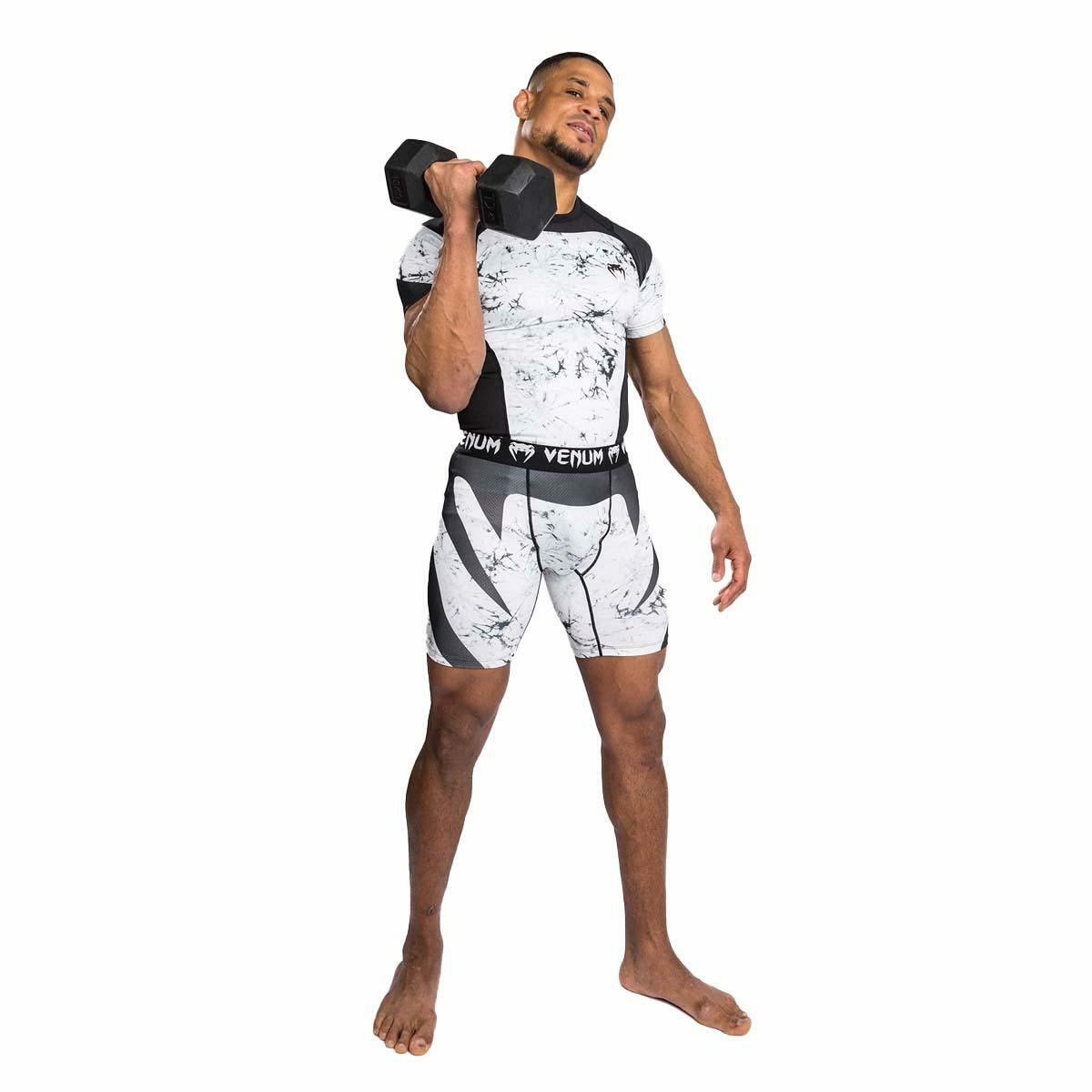 White/Black Venum G-Fit Marble Short Sleeve Rash Guard    at Bytomic Trade and Wholesale