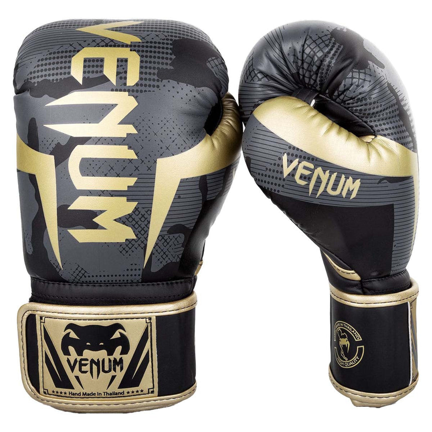 Dark Camo/Gold Venum Elite Boxing Gloves    at Bytomic Trade and Wholesale