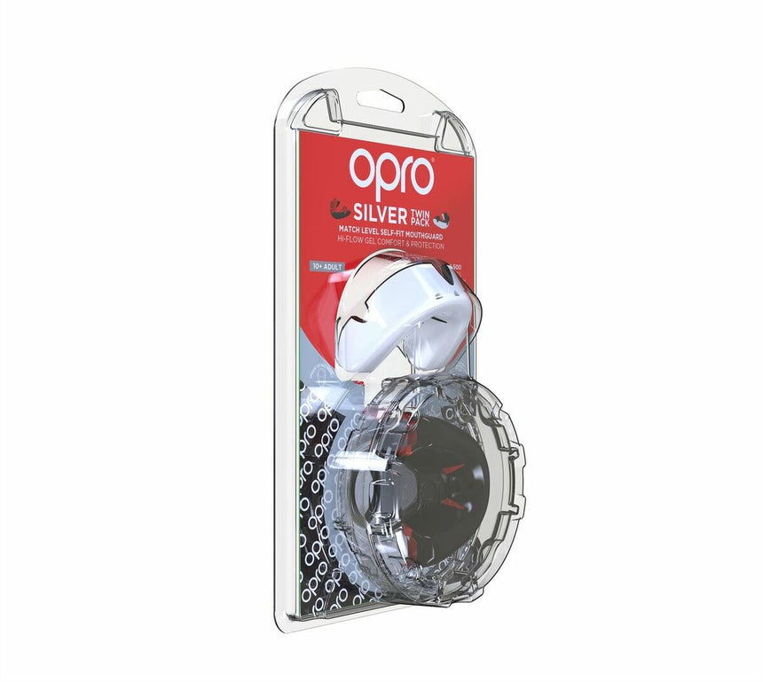 Black-White Opro Silver Twin Pack Gen 4 Mouth Guard    at Bytomic Trade and Wholesale