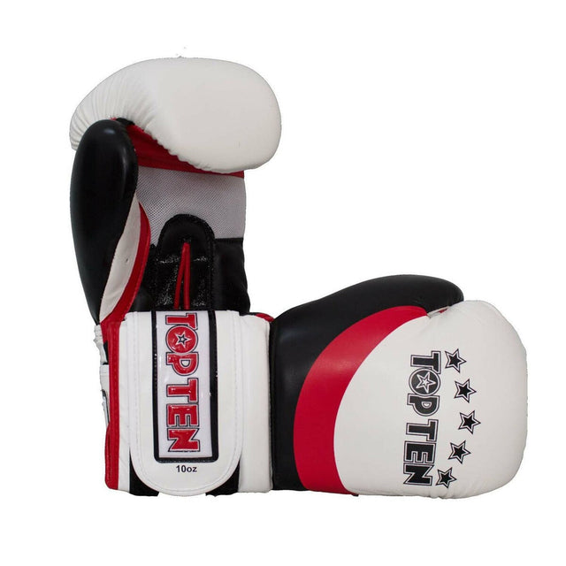 White-Red-Black Top Ten Stripe Boxing Gloves    at Bytomic Trade and Wholesale