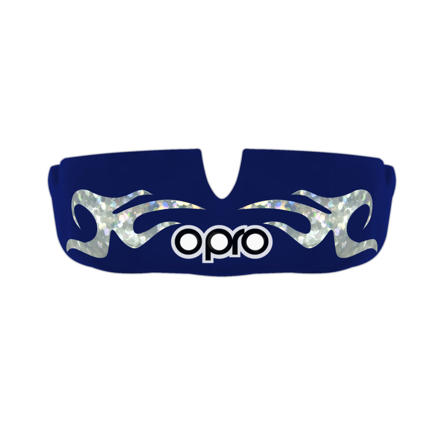 Dark Blue-White Opro Power Fit Bling Urban Mouth Guard    at Bytomic Trade and Wholesale