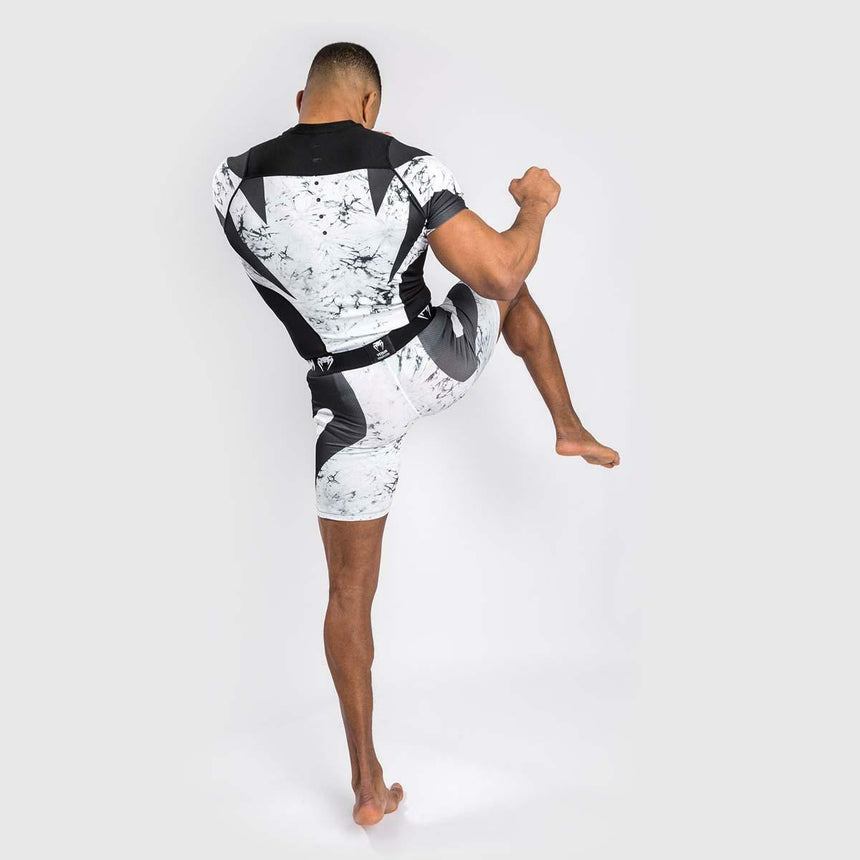 White/Black Venum G-Fit Marble Short Sleeve Rash Guard    at Bytomic Trade and Wholesale